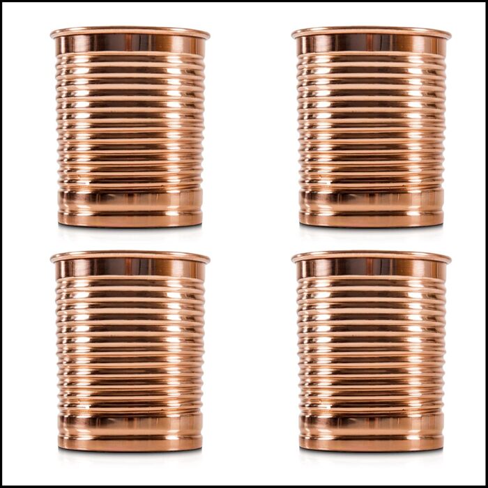 Набір з 4 мідних кухлів Moscow Mule 450 мл, 100% мідь, для аюрведи, у бляшаній коробці