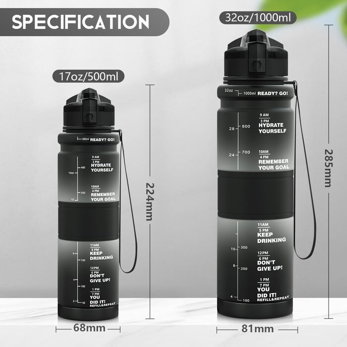 Дитяча спортивна пляшка ZORRI 503 мл, BPA-free, з фільтром, чорна/біла, екологічний тритан