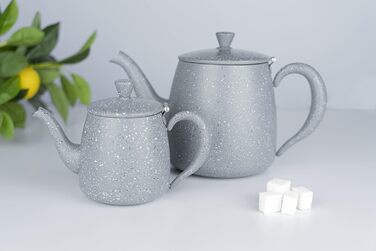 Чайник Café Olé PT-048, преміум 18/10 нержавіюча сталь, 1,4 л, сірий граніт, безкапельний носик, порожнисті ручки, відкидний кришка