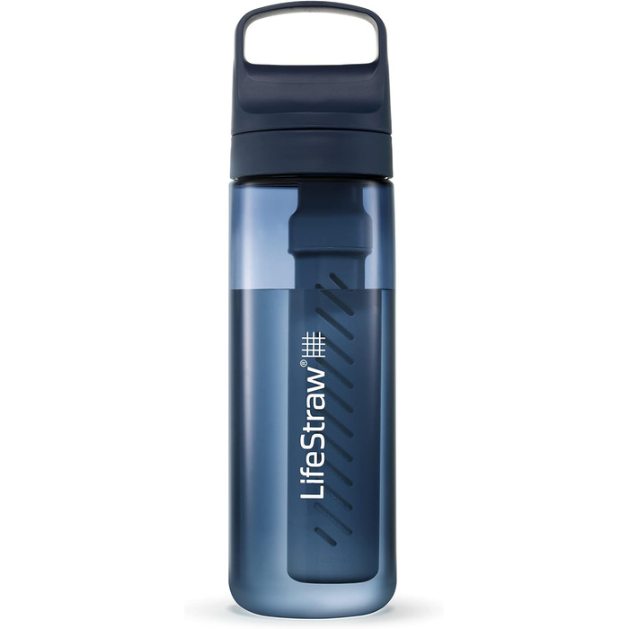 Фільтрована пляшка LifeStraw Go 651 мл без BPA для подорожей і щоденного використання – очищає воду від бактерій, паразитів, мікропластику та покращує смак (колір Aegean Sea)