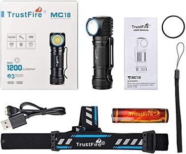 Лобовий ліхтар TrustFire MC18, 1200 люмен, LED, водонепроникний, з акумулятором, 5 режимів, для бігу та туризму