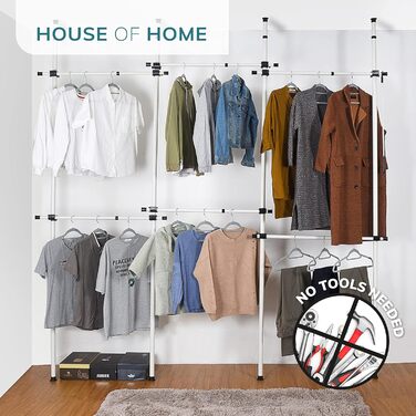 Міцна трирівнева висувна штанга для одягу House of Home, заміна штанги для шафи, регульована стійка для зберігання одягу