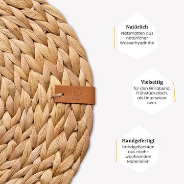 FRIHET® комплект круглих підставок для столу Oslo з водяної гіацинти, натуральний, 6 шт, 33 см