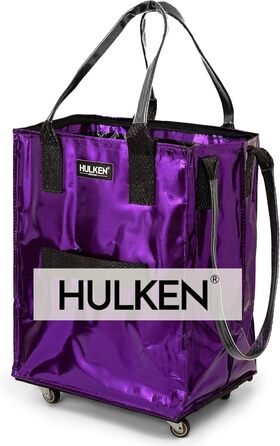 Сумка-візок на колесах HULKEN, багаторазова, до 30 кг, складна, ультрафіолет, розмір M, з міцними ручками та блискавкою