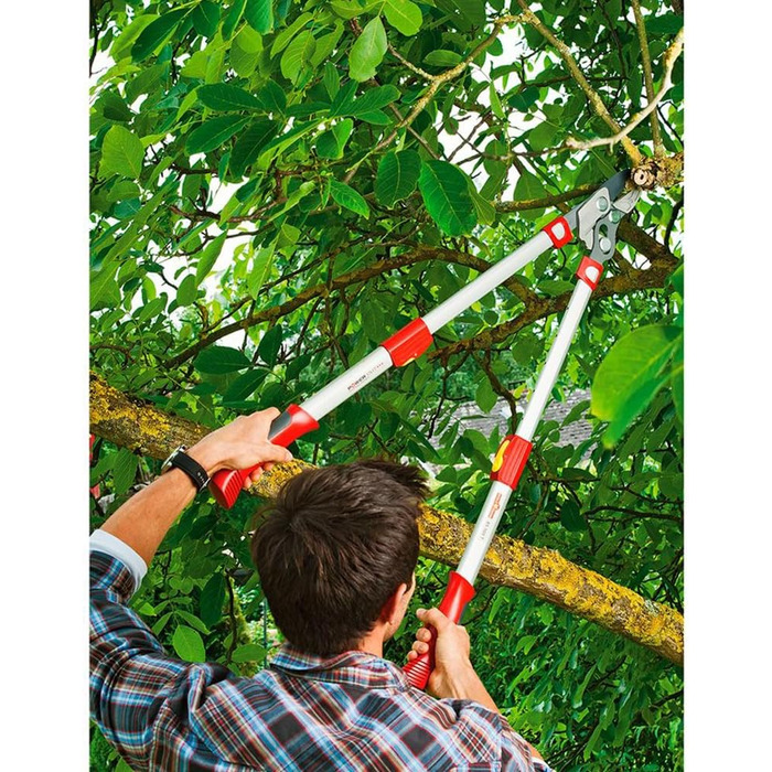 Секатор для гілок WOLF Garten Amboss Premium Plus POWER CUT, червоний/сірий, довжина 650-900 мм