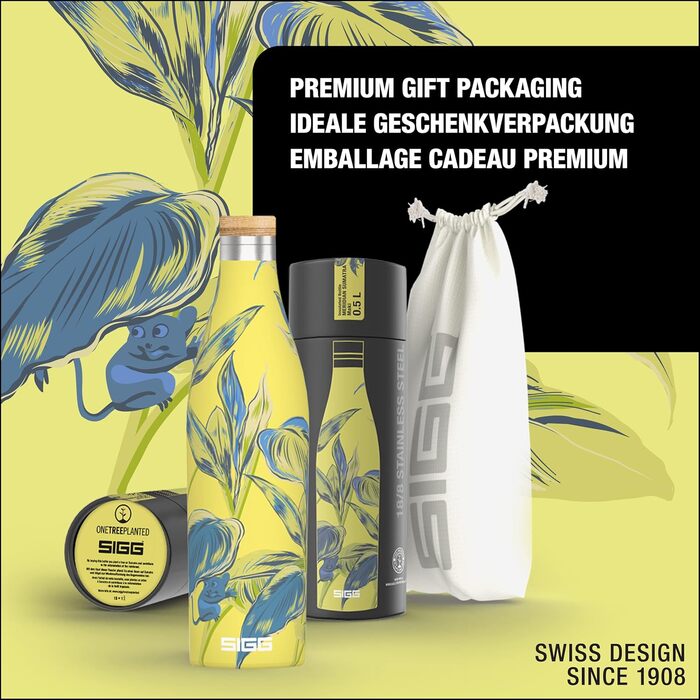 Термос пляшка SIGG Meridian 0.5 л Sumatra, подвійні стінки, нержавіюча сталь, бамбукова кришка, герметична, без BPA і пластику