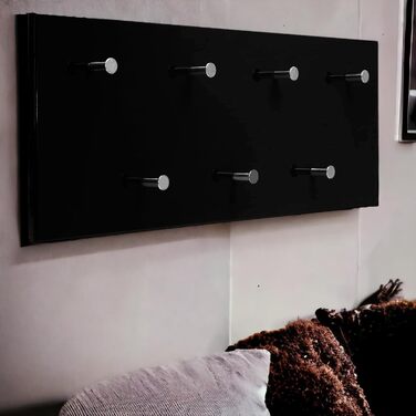 Настінна вішалка для одягу Garderobe, глянцева, з 7 гачками, біла/сіра, панель для передпокою