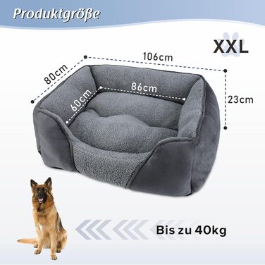 Ліжко для собак FURTIME XXL, м'яке, антистрес, для середніх і великих порід, знімний чохол, не ковзає, 106x80x23 см