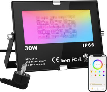 Світлодіодний RGB прожектор ChangM 30 Вт, 4 шт, Bluetooth-керування через додаток, 16 мільйонів кольорів, IP66 водонепроникний вуличний світильник для саду, фасаду, настрою