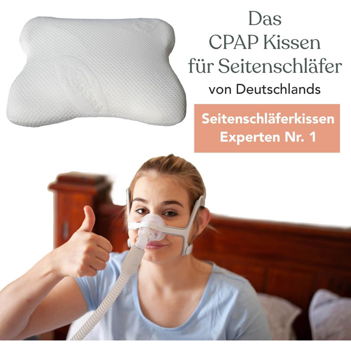 Ортопедична подушка для сну Traumreiter CPAP з пам’яттю форми, для бокового сну, середньої та жорсткої жорсткості, для всіх CPAP-масок, проти апное