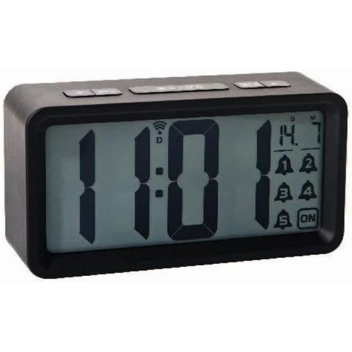 Будильник Technoline WT496 з радіокеруванням, 5 режимів сигналу, чорний, 129x40x67 мм