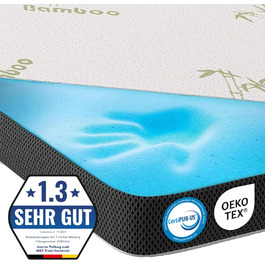 Топер для матраца MKS 120x200 см, 7 см гелевий меморі-піна, жорсткість H3, знімний бамбуковий чохол, ортопедична матрацна накладка з 3D вентиляцією
