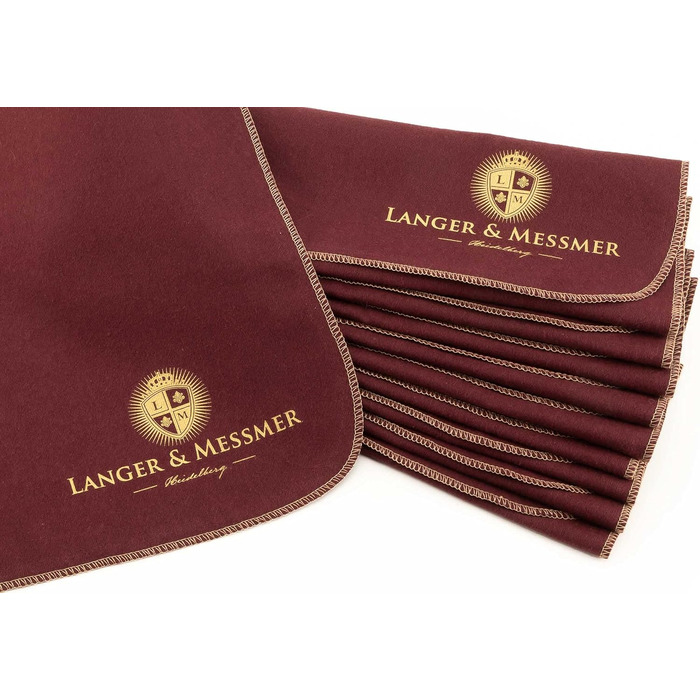 Langer & Messmer набір полірувальних серветок для гладкої шкіри, 100% бавовна, професійний догляд за взуттям (бордовий, бежевий)