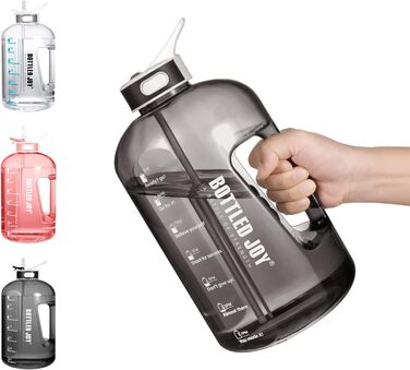 Пляшка для води з трубочкою 2,5 л, BPA-free, герметична, спортивна пластикова пляшка з часовими мітками для фітнесу, офісу, дому, чорна