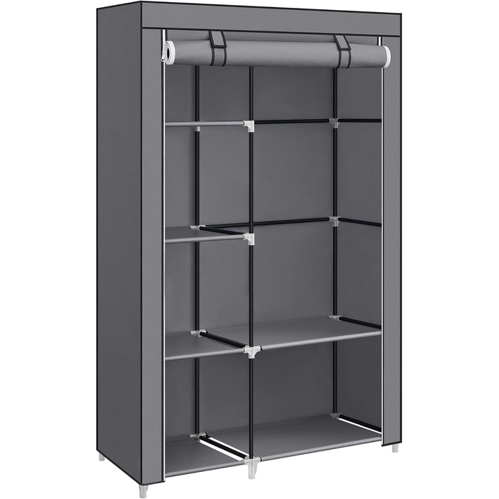 SONGMICS тканинна шафа для одягу з 6 полицями, модульна, сіра, 105x45x168 см – шафа для спальні та гардеробної