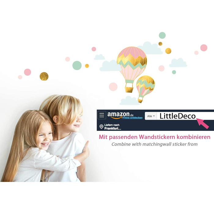 Декоративні настінні наклейки Little Deco для дитячої кімнати дівчинки — Місяць, хмари й зірки, XL 99x51 см, самоклеючі вінілові стікери для стін, DL268