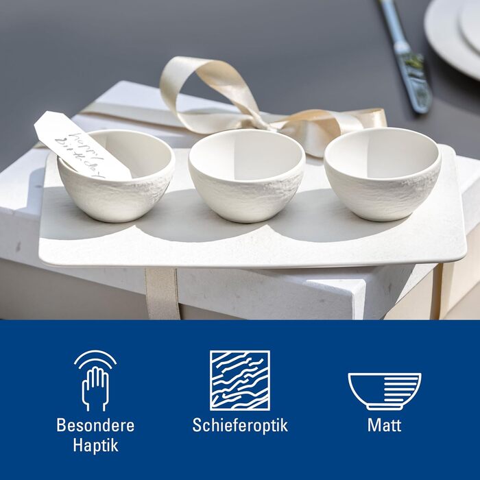 Набір соусників Villeroy & Boch Manufacture Rock blanc, 4 шт., преміум порцеляна, білий, для соусів і закусок, можна мити в посудомийній машині