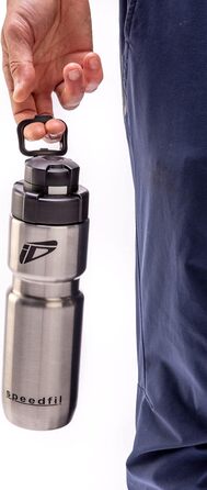 Вакуумна термобутилка Speedfil Speedflask з нержавіючої сталі для велосипедистів і спорту, з кришкою 2.0, срібляста