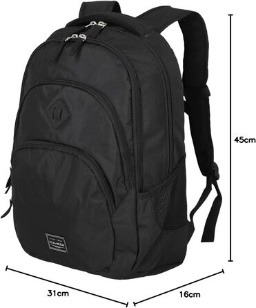 Рюкзак для ручної поклажі Travelite BASICS 22 л, 15,6'' для ноутбука, чорний, міський деньпак з багатьма відділеннями, 45 см