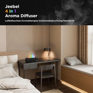 Аромадифузор Jeebel для ефірних олій з ритмічною ідентифікацією, RGB-підсвіткою, пультом ДУ, 7 режимами, таймером, 250 мл – зволожувач повітря для аромотерапії в спальню та офіс