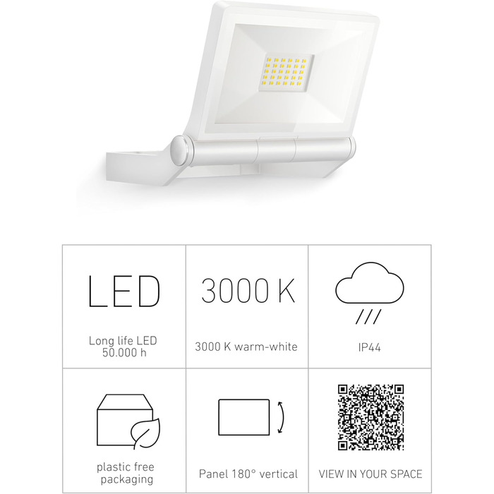 Світлодіодний вуличний прожектор Steinel XLED ONE 17,8 Вт, 2050 лм, білий, для подвір'я, саду, без датчика руху