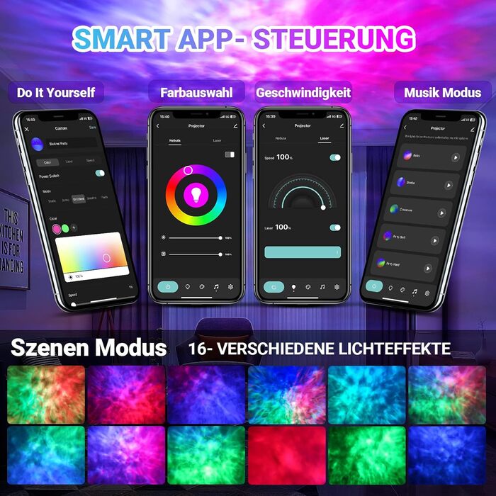 LED проектор зоряного неба Blubbel з Wi-Fi, 3D Галактика, нічник з керуванням через додаток і голос, сумісний з Alexa/Google, для дітей та спальні