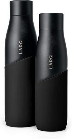 Пляшка LARQ Movement PureVis 950 мл – самочистка УФ, нержавіюча сталь, силіконова оболонка, легка, ударостійка, зберігає холод, для спорту, бігу та активного відпочинку, чорна/онікс