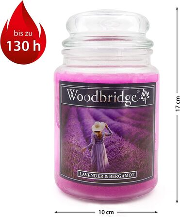 Ароматичні свічки Woodbridge у склі з кришкою, набір 2 шт. Лаванда та бергамот, дві гноти, тривалий час горіння, для дому