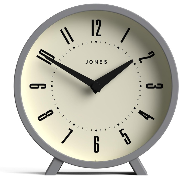 Настільний годинник JONES CLOCKS Venus, круглий, сірий, сучасний ретро-дизайн для столу, полиці, каміна або тумбочки