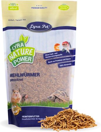 Lyra Pet 5 кг сушених мучних хробаків – білковий корм для птахів, гризунів, рептилій та риб, з вітамінами та мінералами