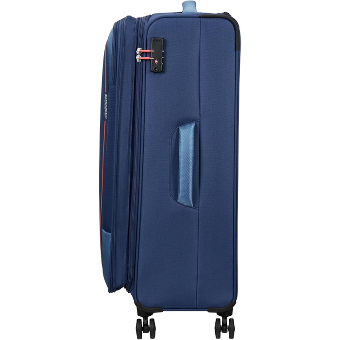 Валіза American Tourister Pulsonic Spinner L 81 см, розширювана, 113/122 л, синя (Combat Navy), для подорожей