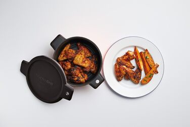 Мікрохвильова гриль- та підсмажувальна пательня KitchenCraft, швидке приготування, якість духовки, міцна й легка, 26x29x9 см, чорна