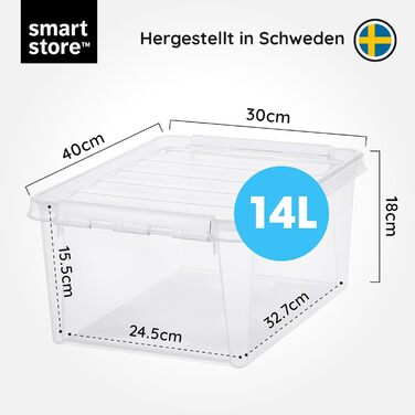 SmartStore – набір з 4 контейнерів для зберігання з кришкою Classic 8 л (34x25x16 см), харчовий пластик, міцні, штабельовані, гарантія 10 років