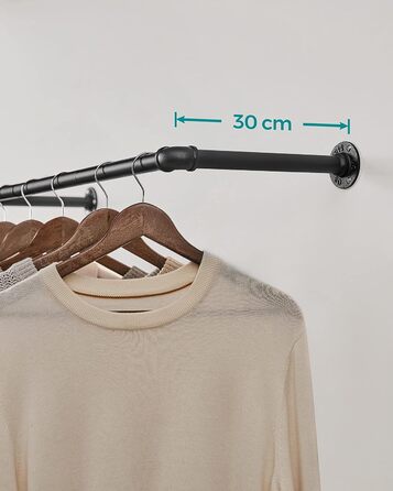 Настінні вішалки для одягу SONGMICS, 2 шт, металеві, чорні, 92x30x7,5 см, гардеробні стійки для маленьких квартир, індустріальний стиль, легкий монтаж