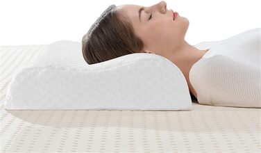 Ортопедична подушка Good Nite з піни Memory Foam для шиї та плечей, ергономічна, з контурною рельєфною формою, для сну на боці, від болю у шиї, 65x35x11/9 см