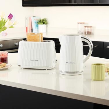 Електрочайник Russell Hobbs Eden 1,7 л 2400 Вт, білий, нержавіюча сталь, знімний фільтр, відкривання кришки кнопкою, індикатор рівня води, підсвітка, BPA free 27360-70
