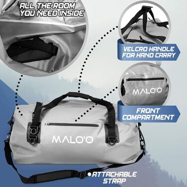 Водонепроникна сумка Malo'o Rolltop Duffel 40/60/100 л для спорту, кемпінгу, риболовлі, каякінгу, плавання, пляжу, з внутрішніми і зовнішніми кишенями