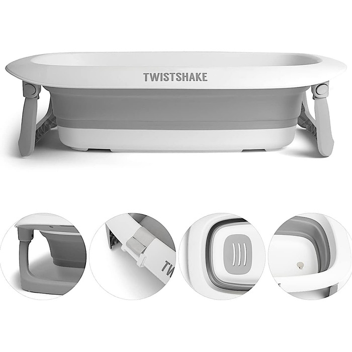 Дитяча подушка Twistshake для купання новонароджених, м'яка та складна, протиковзка, плаваюча, для ванни, 0+ місяців, пастельний сірий