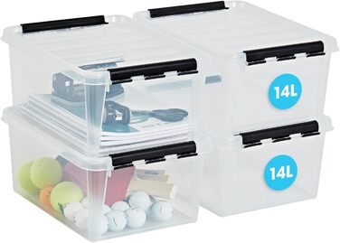 Набір контейнерів для зберігання SmartStore Classic 14 л, 4 шт — пластикова харчова коробка з кришкою, посилені кути, 40x30x11 см, 10 років гарантії