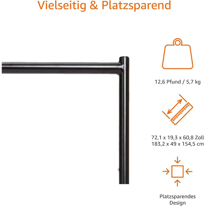 Вішак для одягу Amazon Basics, металевий, 1,82x1,52 м, чорний