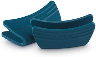 Le Creuset набір з 2 силіконових термозахисних накладок на ручки, гнучкі, термостійкі до 250°C, колір Deep Teal