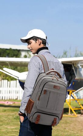 Рюкзак для ноутбука Tzowla 15,6-17,3 дюйма, канвас, USB, унісекс, для подорожей і роботи, колір хакі