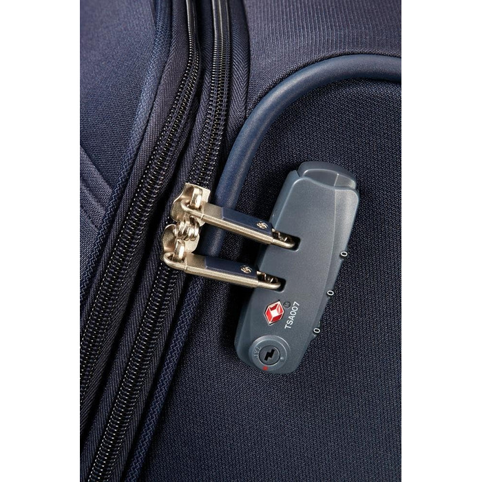 Валіза Samsonite Base Boost Spinner M, розширювана, 66 см, 67,5–73,5 л, чорна/синя, дорожня валіза на 4 колесах