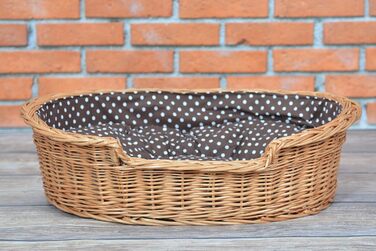Плетений кошик для собак і котів з подушкою, натуральна лоза, 80x60x26 см, лежак для тварин