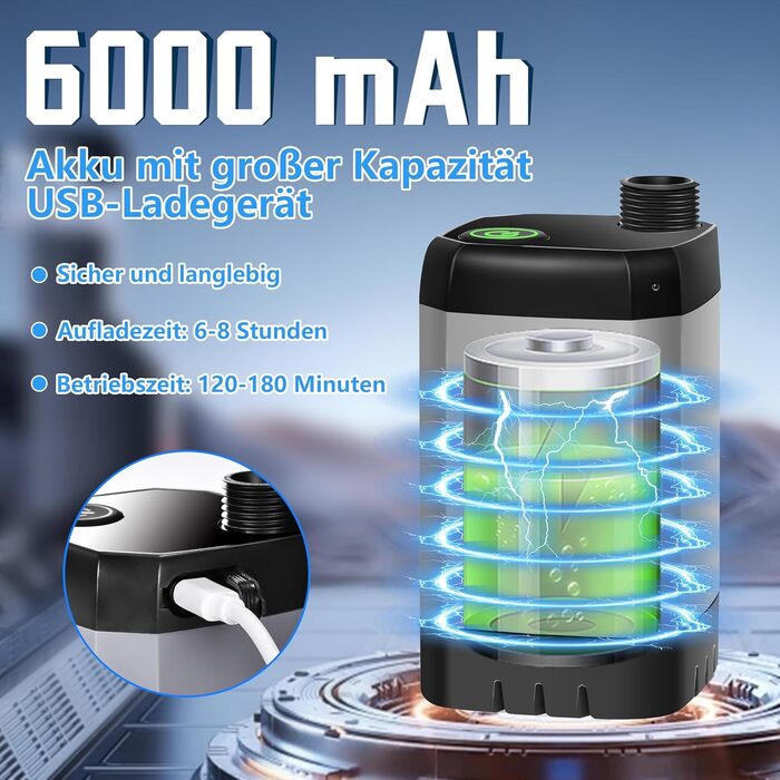 Портативний душ для кемпінгу IEEILULU 6000mAh з помпою, індикатором температури та складаним відром для подорожей, тварин, саду, авто та пляжу