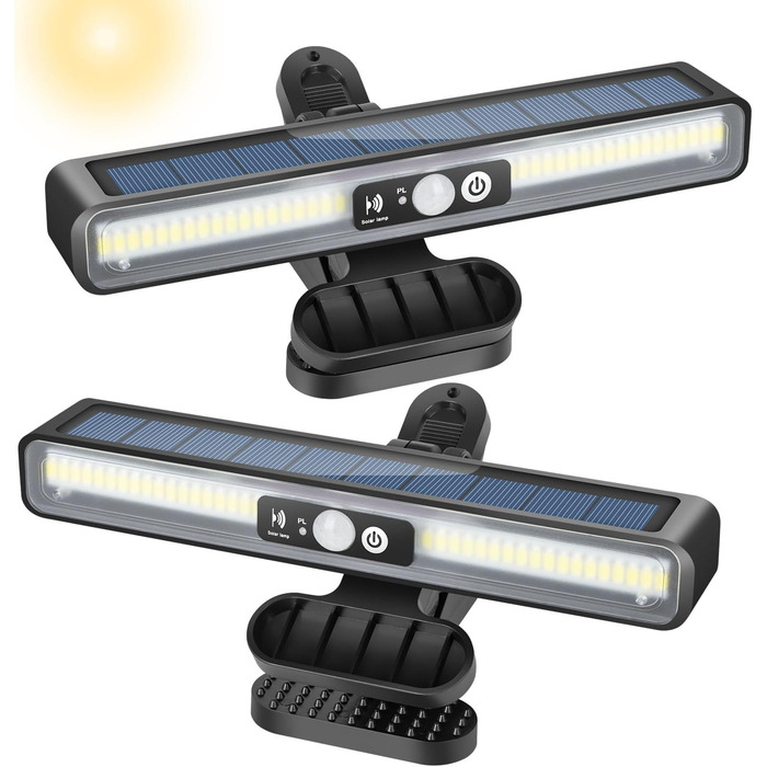 Сонячні LED лампи LEKIA для вулиці з датчиком руху, 2 шт, 36 LED, 6000K, настінні, 2 способи монтажу