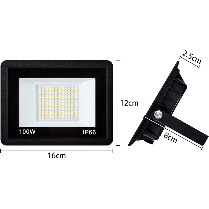 LED прожектор AufuN 5x100 Вт, холодне біле світло, суперяскравий, для вулиці, IP65, водонепроникний, алюмінієвий, для саду, гаража, двору чи готелю