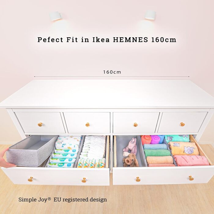 Органайзер для шухляд IKEA HEMNES, 5 шт., оригінал, система зберігання для пелюшок, дитячого одягу, білизни, міцний дно