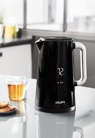 Електрочайник Krups Smart'n Light, 1,7 л, 5 температур, нержавіюча сталь, подвійна стінка, чорний