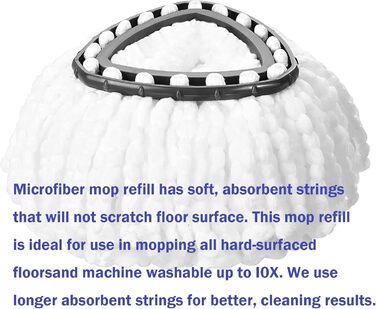 Набір змінних насадок для швабри Spin Mop, 6 шт, мікрофібра, для глибокого прибирання, сумісний з Ocedar Triangle Swivel, машинне прання